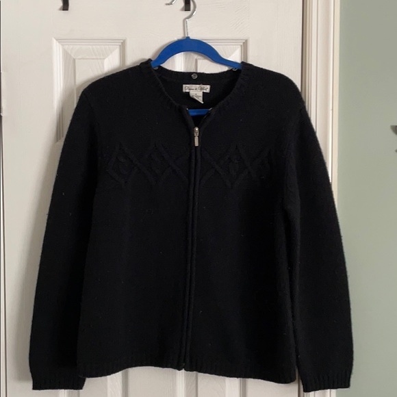Black wool zip cardi - Picture 2 of 7